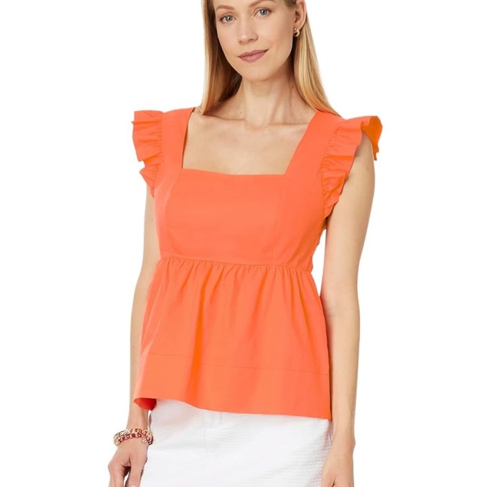 Lilly Pulitzer Orange Ruffle Sleeve Blouse